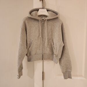 Aritzia Tna Cozy Sweatfleece Boyfriend Boxy Zip Hoodie XXS Heather Gray